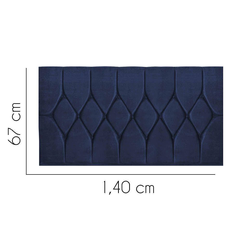 Painel Estofada Istambul Botão Capitonê 140cm Casal Para Cama Box Quarto Suede Azul Marinho - Gat Magazine - 2