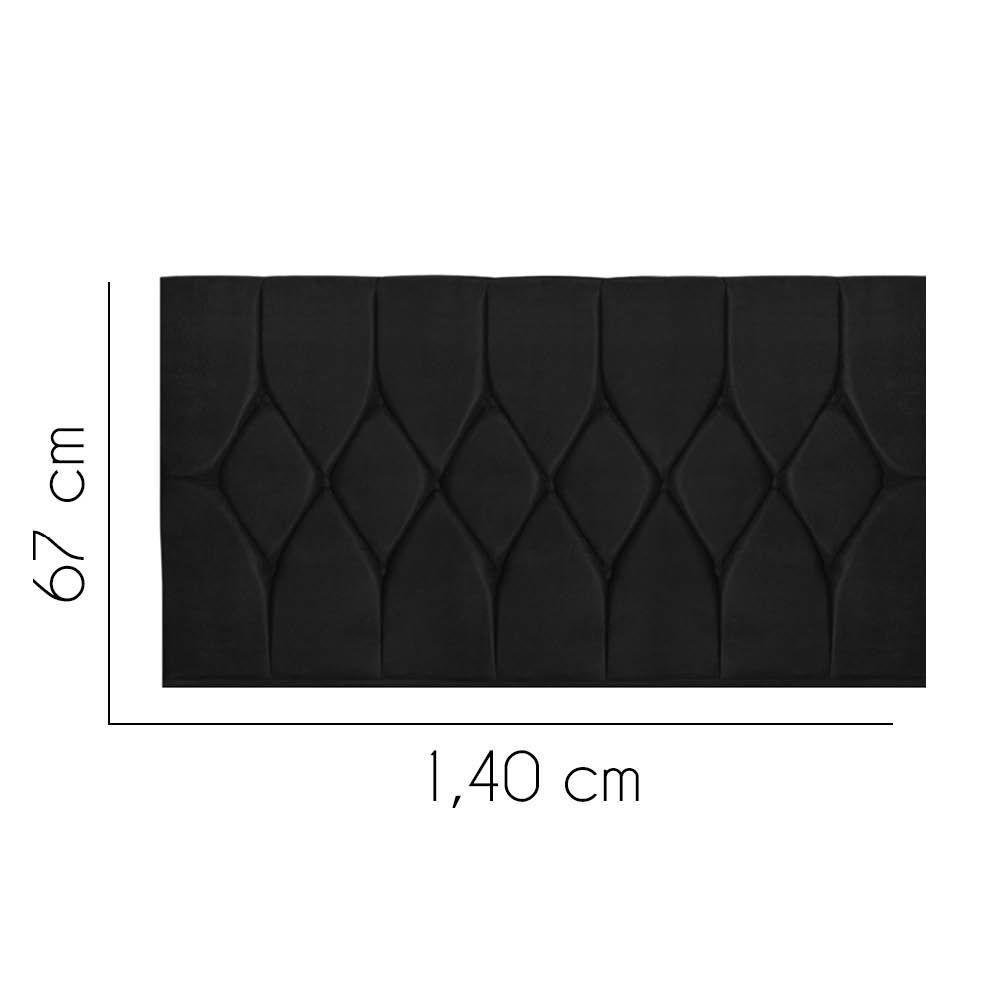 Painel Estofada Istambul Botão Capitonê 140cm Casal Para Cama Box Quarto Corino Preto - Gat Magazine - 2