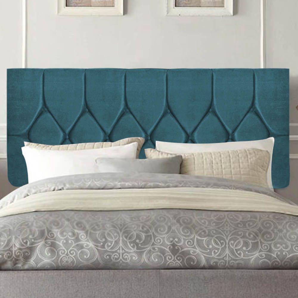 Painel Estofada Istambul Botão Capitonê 90cm Solteiro Para Cama Box Quarto Suede Azul Turquesa - Gat Magazine - 1
