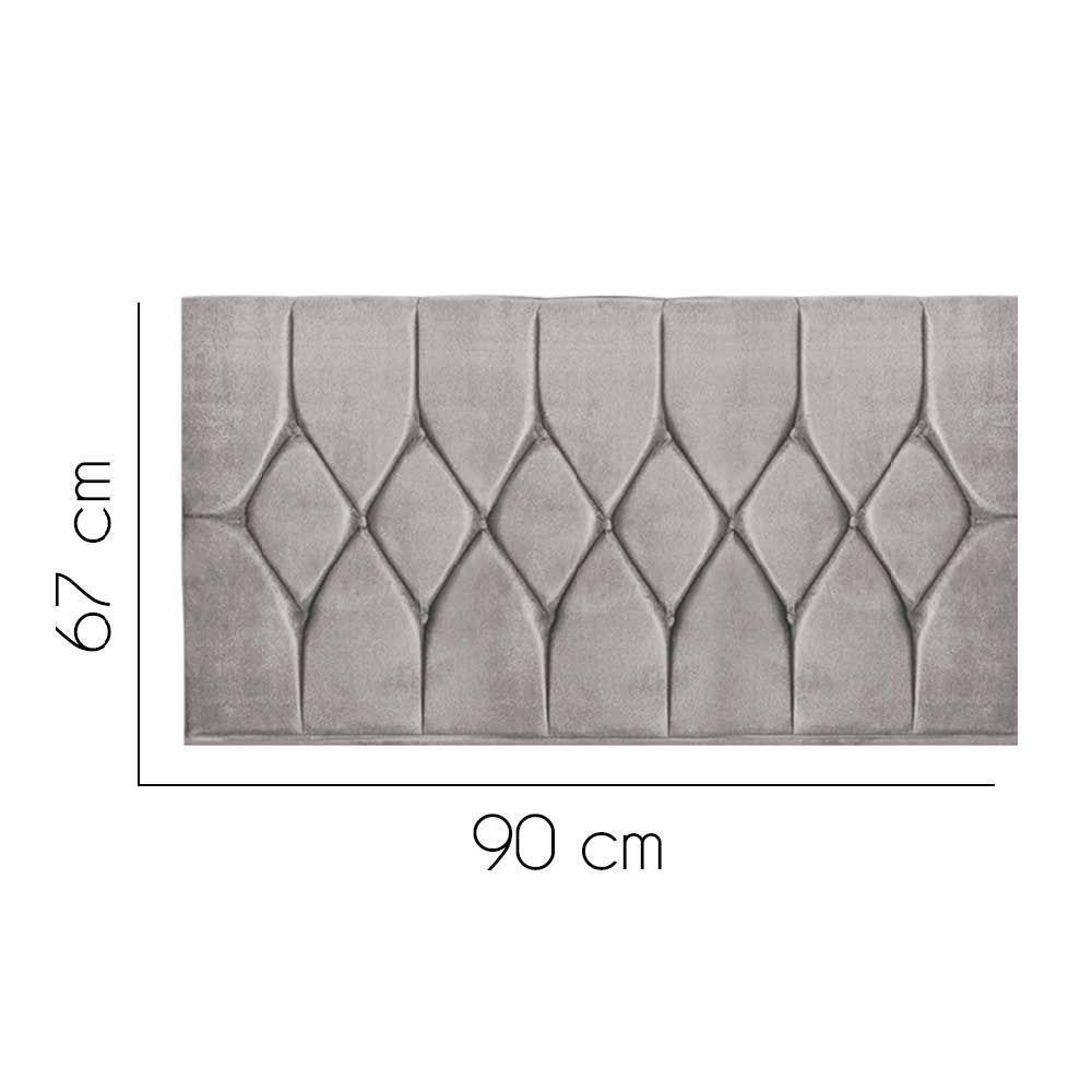 Painel Estofada Istambul Botão Capitonê 90cm Solteiro Para Cama Box Quarto Suede Cinza Claro - Gat Magazine - 2