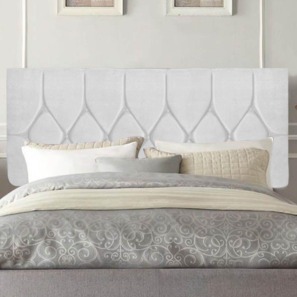 Painel Estofada Istambul Botão Capitonê 160cm Queen Size Para Cama Box Quarto Suede Branco - Gat Magazine - 1