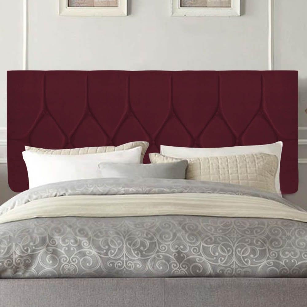 Painel Estofada Istambul Botão Capitonê 160cm Queen Size Para Cama Box Quarto Suede Bordô - Gat Magazine - 1