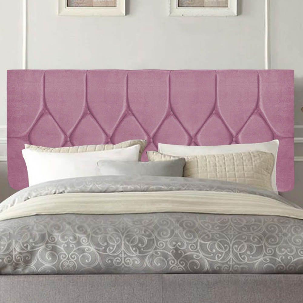 Painel Estofada Istambul Botão Capitonê 160cm Queen Size Para Cama Box Quarto Suede Rosa Bebê - Gat Magazine - 1