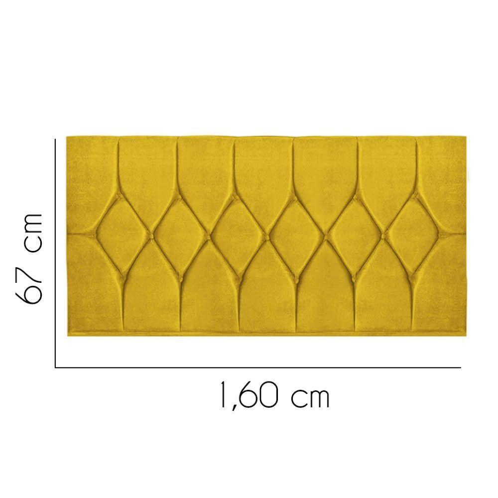 Painel Estofada Istambul Botão Capitonê 160cm Queen Size Para Cama Box Quarto Suede Amarelo - Gat Magazine - 2