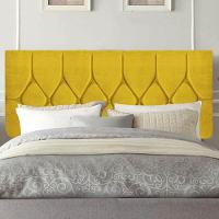 Painel Estofada Istambul Botão Capitonê 160cm Queen Size Para Cama Box Quarto Suede Amarelo - Gat Magazine - 1