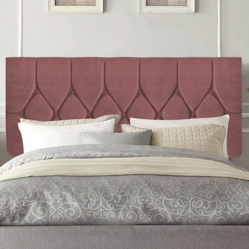 Painel Estofada Istambul Botão Capitonê 160cm Queen Size Para Cama Box Quarto Suede Rose Gold - Gat Magazine - 1