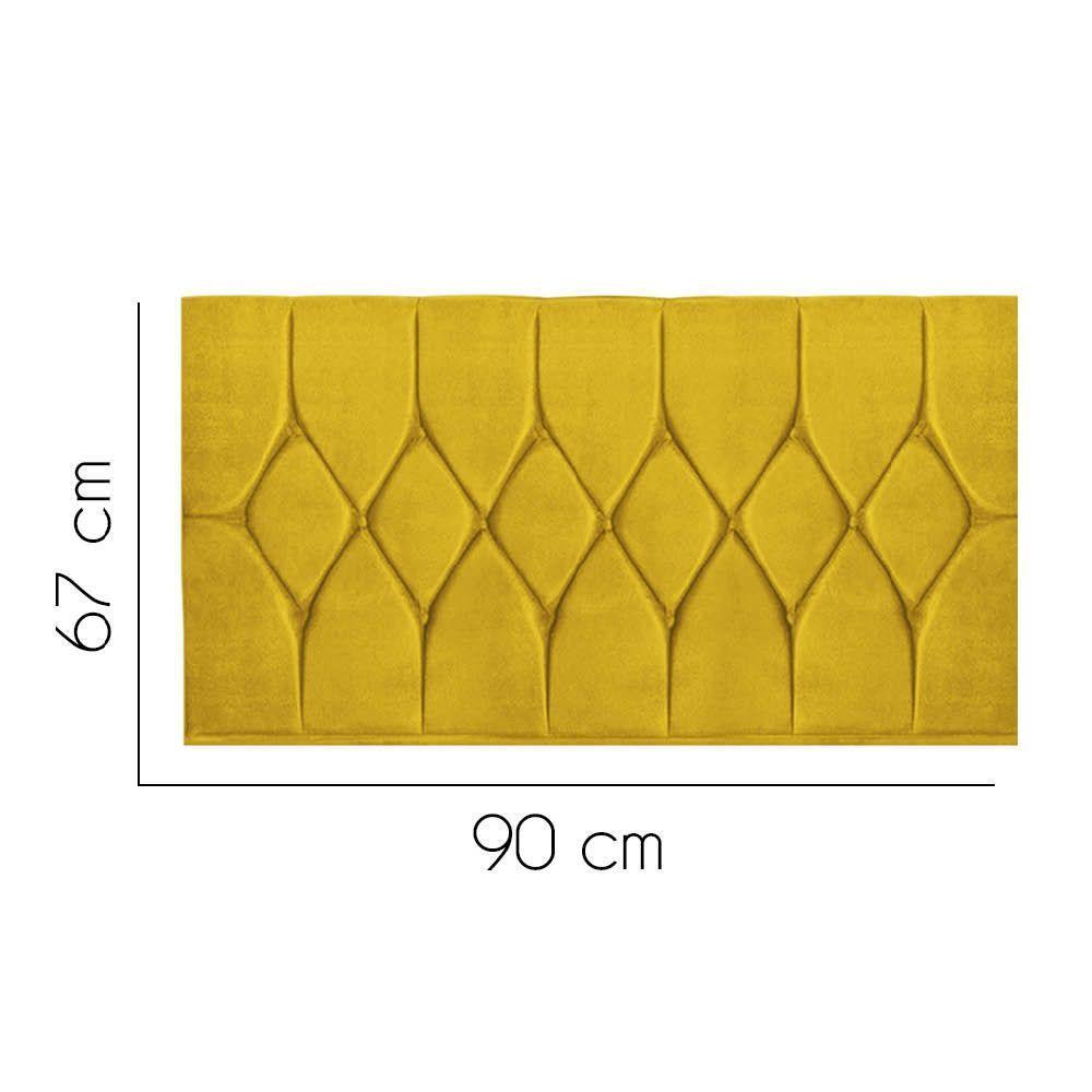 Painel Estofada Istambul Botão Capitonê 90cm Solteiro Para Cama Box Quarto Suede Amarelo - Gat Magazine - 2