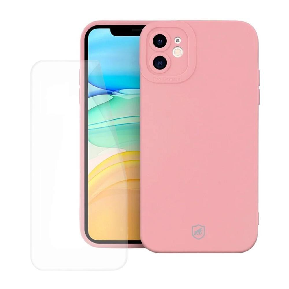 Kit Capa Silicon Cloud Rosa E Pelicula Hydrogel Hd Para Iphone 11 - Gshield - 1