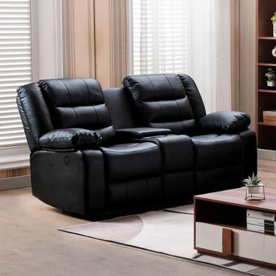 Poltrona Reclinável Elétrica Sala De Cinema Hollywood 2 Lugares Baú/massagem/aquecimento Pu Preto G31 - Gran Belo