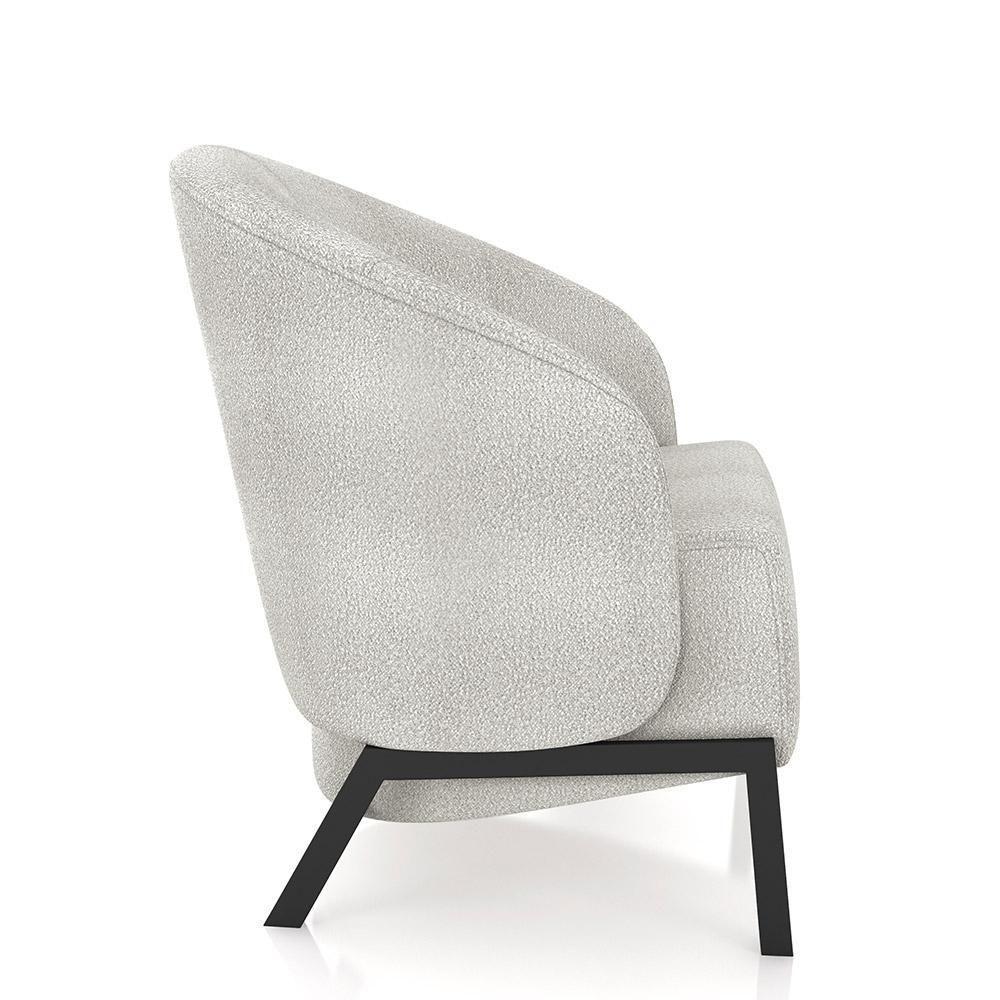 Kit 2 Poltronas Decorativa Sala De Estar Kenya Pés Em Ferro Bouclê Preto/cinza G33 - Gran Belo - 2