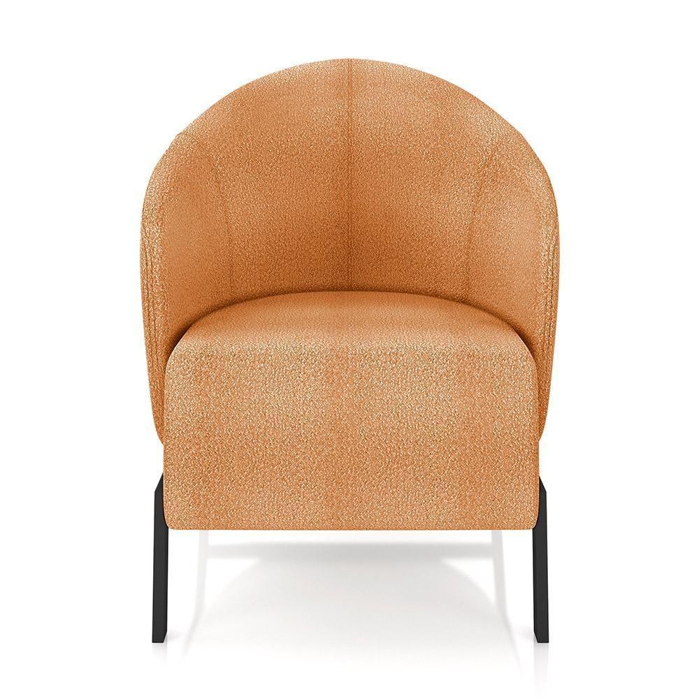 Kit 2 Poltronas Decorativa Sala De Estar Kenya Pés Em Ferro Bouclê Preto/terracota G33 - Gran Belo - 4