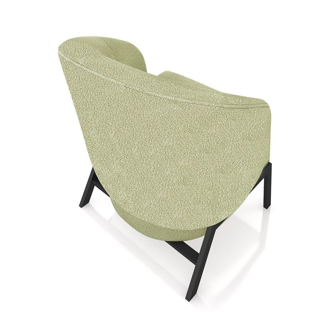 Kit 2 Poltronas Decorativa Sala De Estar Kenya Pés Em Ferro Bouclê Preto/verde G33 - Gran Belo - 5