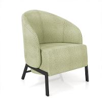 Kit 2 Poltronas Decorativa Sala De Estar Kenya Pés Em Ferro Bouclê Preto/verde G33 - Gran Belo - 3