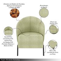 Kit 2 Poltronas Decorativa Sala De Estar Kenya Pés Em Ferro Bouclê Preto/verde G33 - Gran Belo - 6