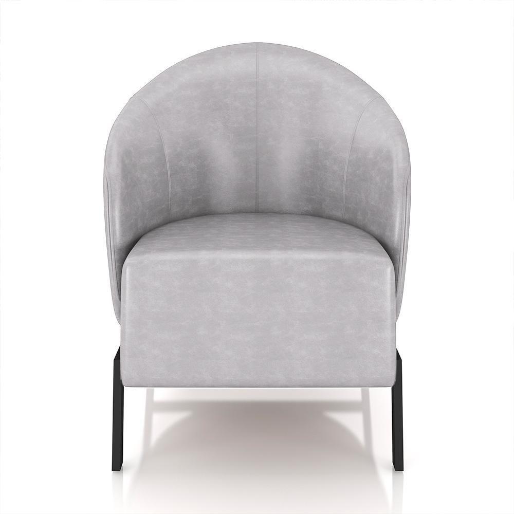 Kit 2 Poltronas Decorativa Sala De Estar Kenya Pés Em Ferro Pu Preto/cinza G33 - Gran Belo - 4