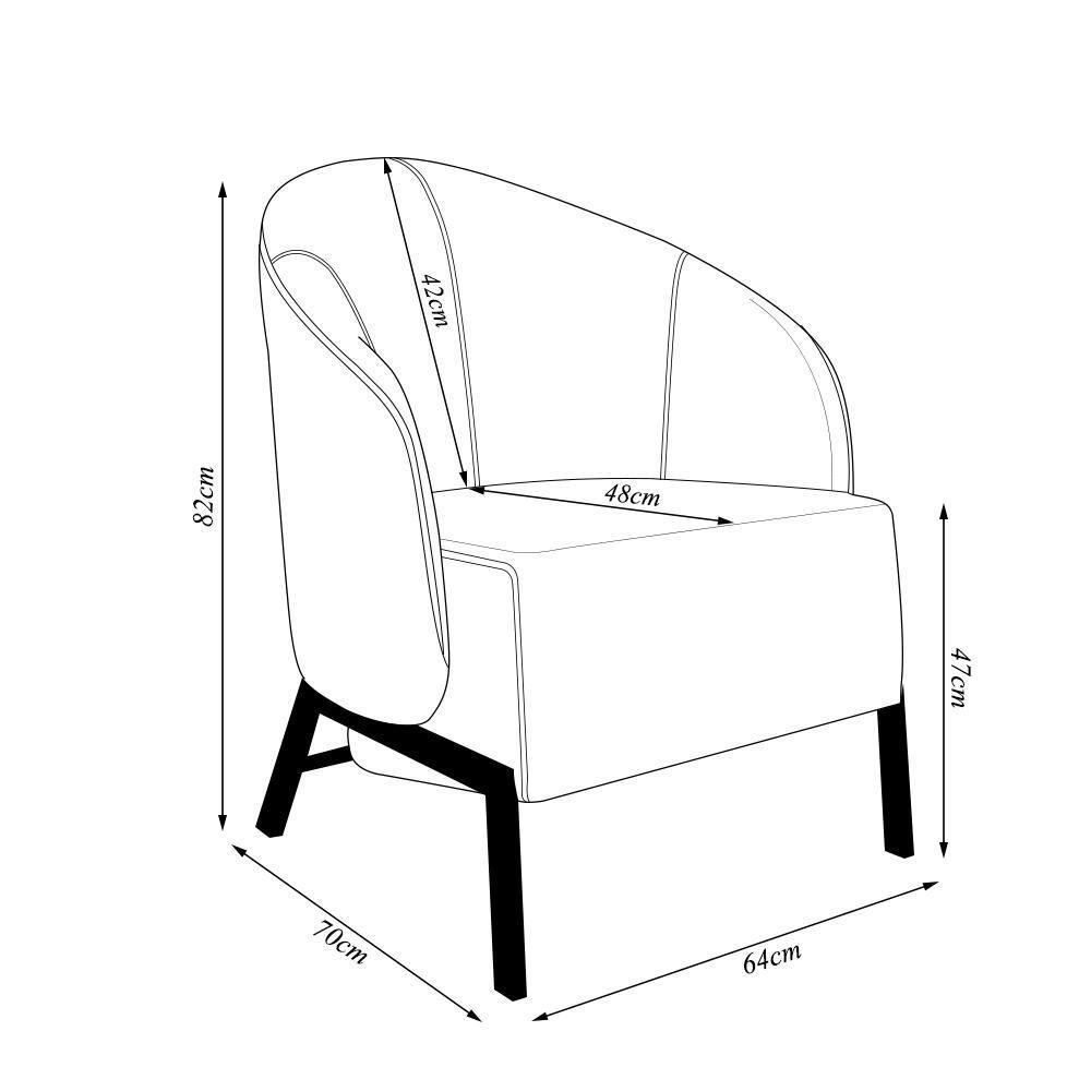Kit 2 Poltronas Decorativa Sala De Estar Kenya Pés Em Ferro Pu Preto/cinza G33 - Gran Belo - 8