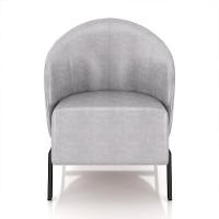 Kit 2 Poltronas Decorativa Sala De Estar Kenya Pés Em Ferro Pu Preto/cinza G33 - Gran Belo