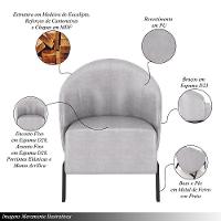 Kit 2 Poltronas Decorativa Sala De Estar Kenya Pés Em Ferro Pu Preto/cinza G33 - Gran Belo - 6