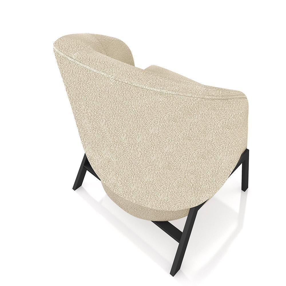 Kit 2 Poltronas Decorativa Sala De Estar Kenya Pés Em Ferro Bouclê Preto/bege G33 - Gran Belo - 5