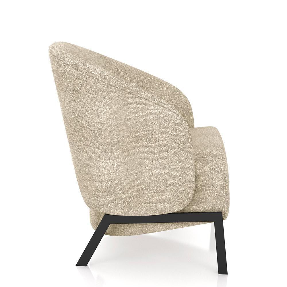 Kit 2 Poltronas Decorativa Sala De Estar Kenya Pés Em Ferro Bouclê Preto/bege G33 - Gran Belo - 6