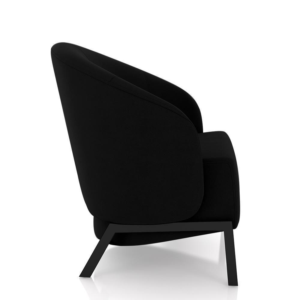 Kit 2 Poltronas Decorativa Sala De Estar Kenya Pés Em Ferro Veludo Preto G33 - Gran Belo - 2