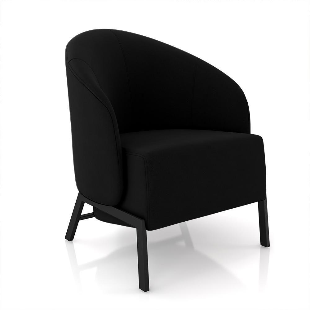 Kit 2 Poltronas Decorativa Sala De Estar Kenya Pés Em Ferro Veludo Preto G33 - Gran Belo - 3