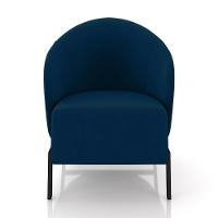 Kit 2 Poltronas Decorativa Sala De Estar Kenya Pés Em Ferro Veludo Preto/azul G33 - Gran Belo