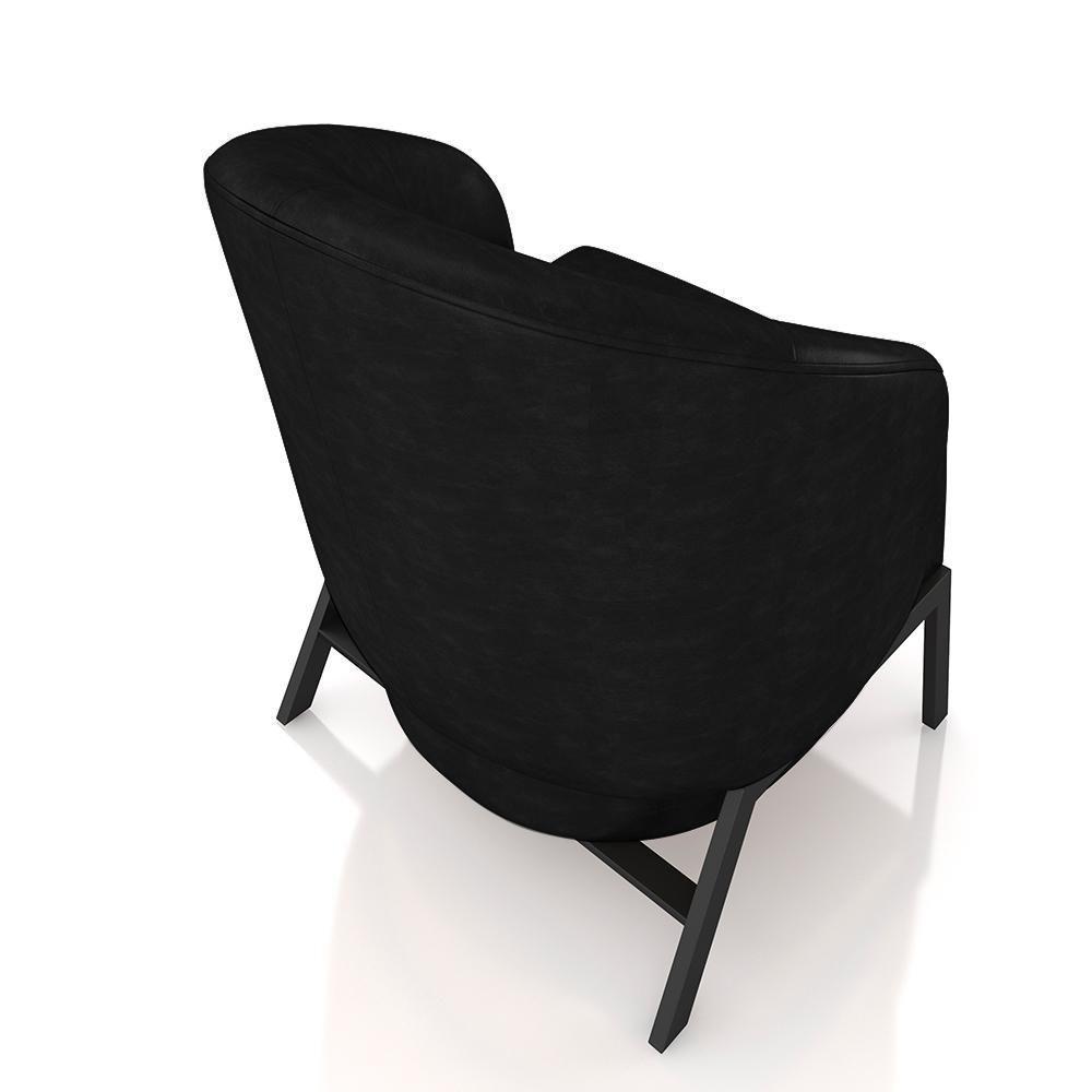 Kit 2 Poltronas Decorativa Sala De Estar Kenya Pés Em Ferro Pu Preto G33 - Gran Belo - 2