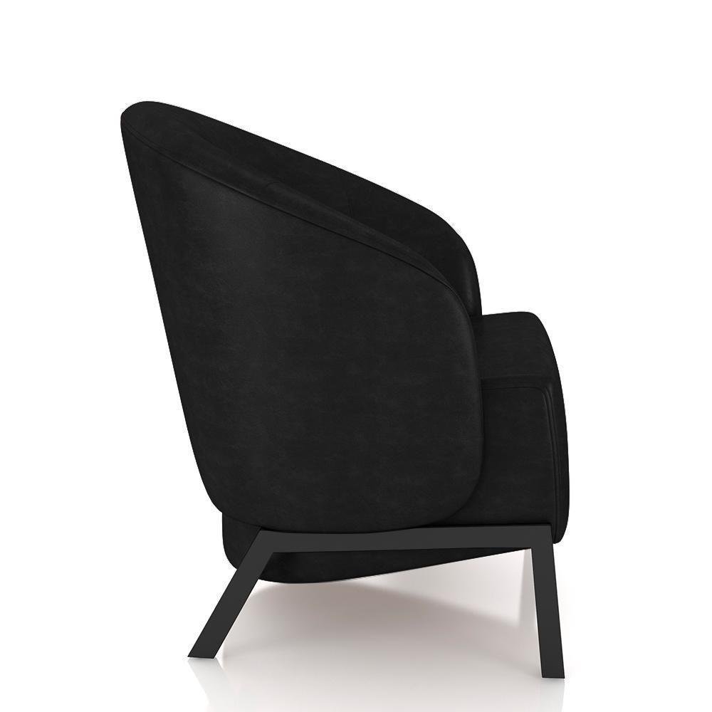 Kit 2 Poltronas Decorativa Sala De Estar Kenya Pés Em Ferro Pu Preto G33 - Gran Belo - 3