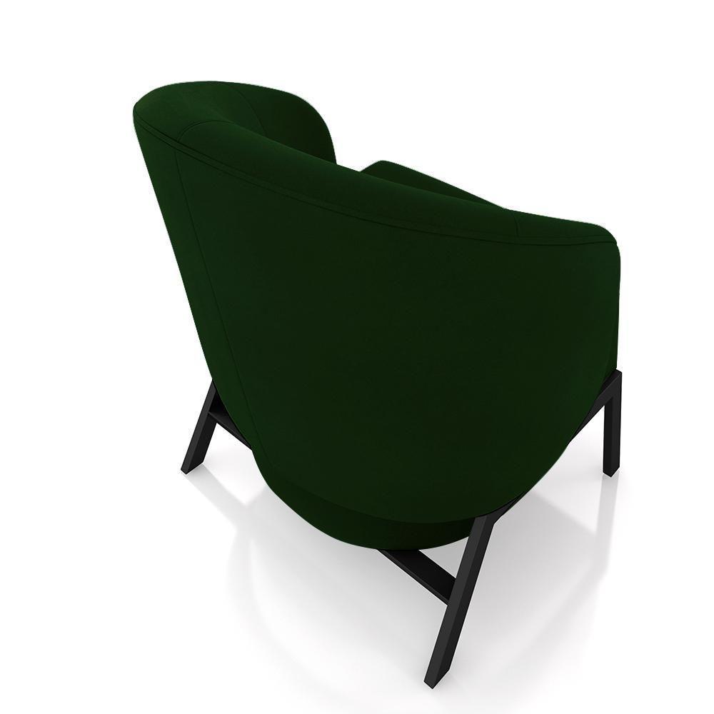 Kit 2 Poltronas Decorativa Sala De Estar Kenya Pés Em Ferro Veludo Preto/verde G33 - Gran Belo - 4