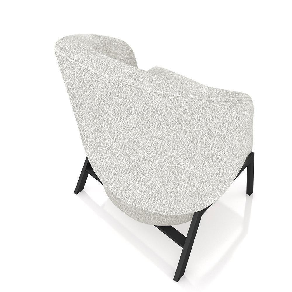 Poltrona Decorativa Sala De Estar Kenya Pés Em Ferro Bouclê Preto/cinza G33 - Gran Belo - 4