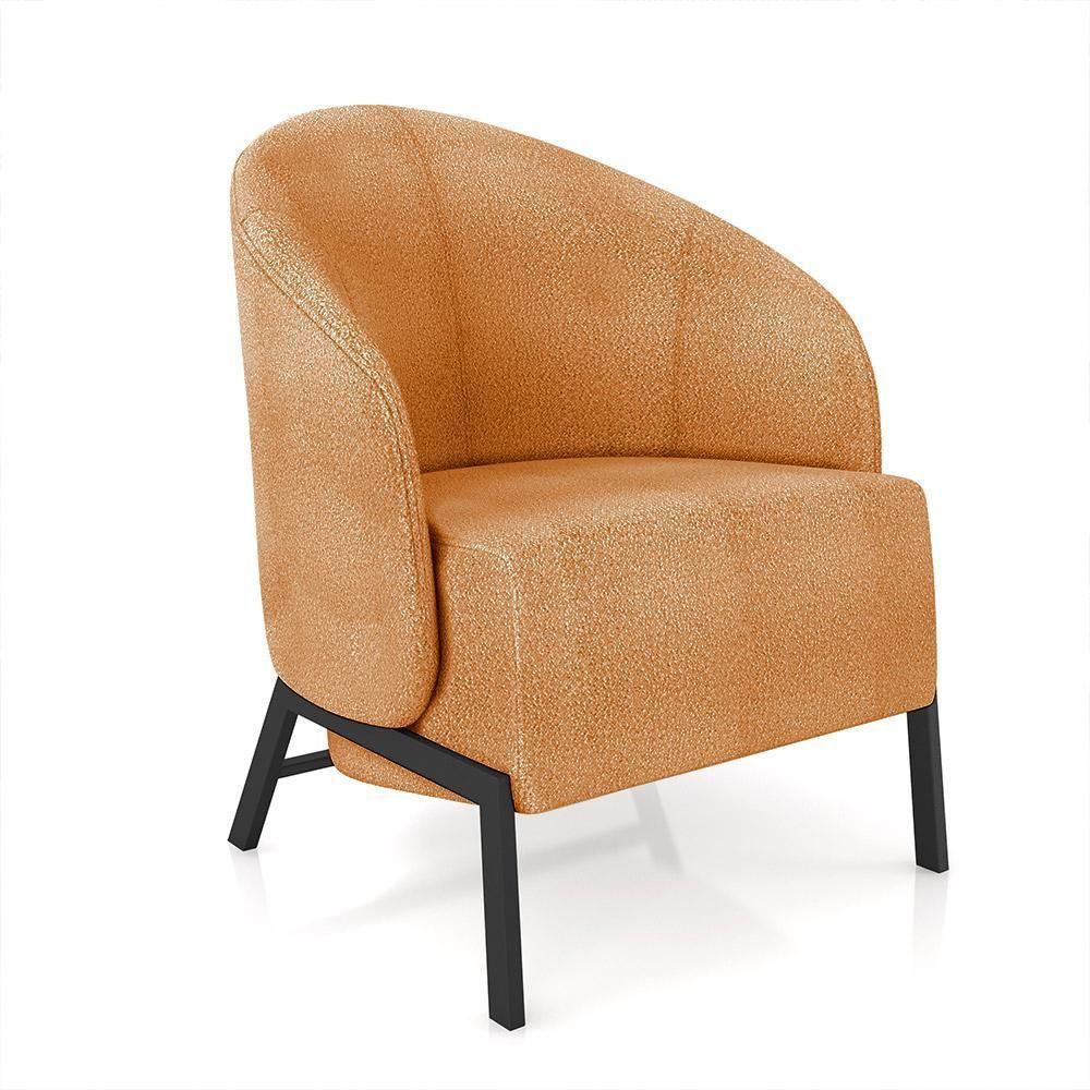 Poltrona Decorativa Sala De Estar Kenya Pés Em Ferro Bouclê Preto/terracota G33 - Gran Belo - 3