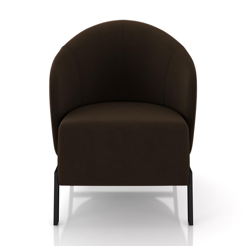 Kit 2 Poltronas Decorativa Sala De Estar Kenya Pés Em Ferro Veludo Preto/marrom G33 - Gran Belo - 4