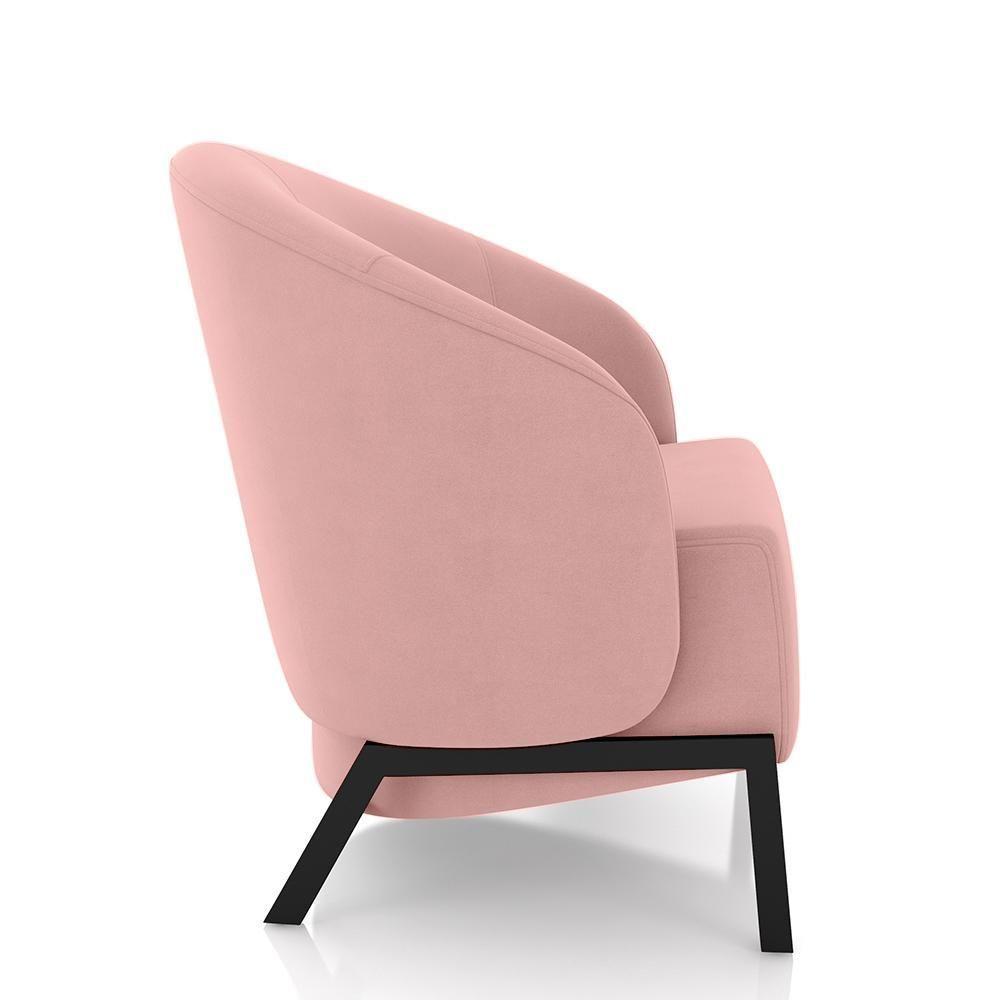 Kit 2 Poltronas Decorativa Sala De Estar Kenya Pés Em Ferro Veludo Preto/rosê G33 - Gran Belo - 2