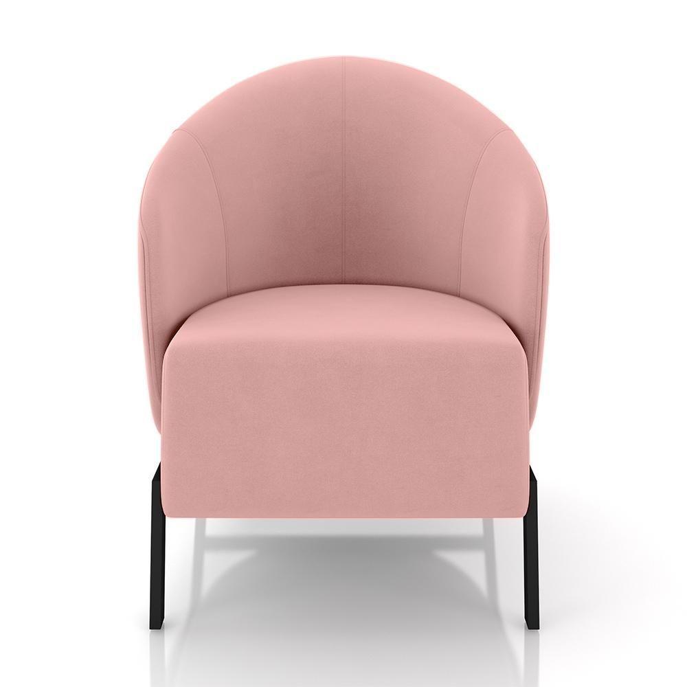Kit 2 Poltronas Decorativa Sala De Estar Kenya Pés Em Ferro Veludo Preto/rosê G33 - Gran Belo - 4