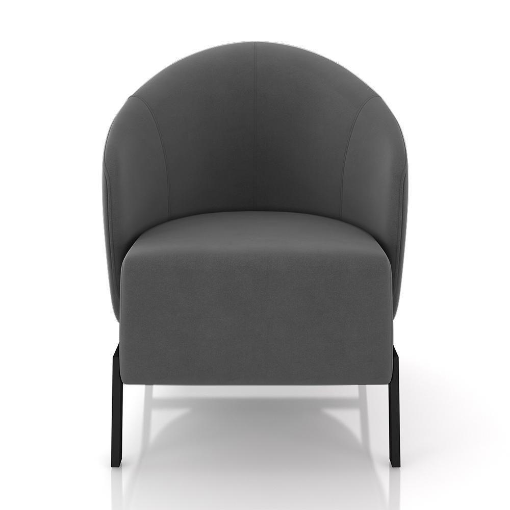 Kit 2 Poltronas Decorativa Sala De Estar Kenya Pés Em Ferro Veludo Preto/grafite G33 - Gran Belo - 4