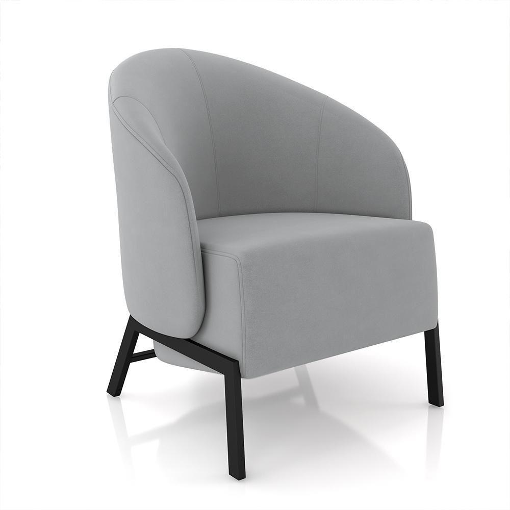 Kit 2 Poltronas Decorativa Sala De Estar Kenya Pés Em Ferro Veludo Preto/cinza G33 - Gran Belo - 2