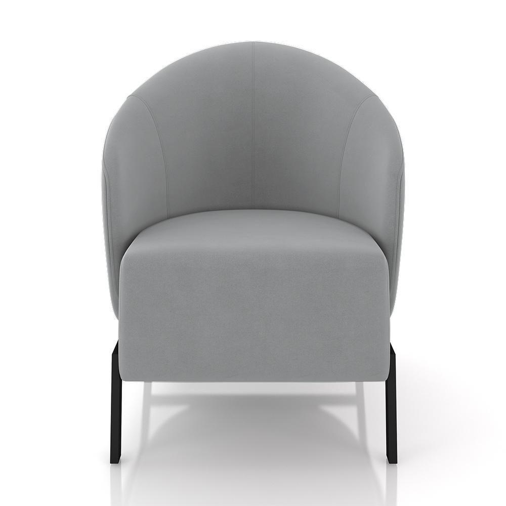 Kit 2 Poltronas Decorativa Sala De Estar Kenya Pés Em Ferro Veludo Preto/cinza G33 - Gran Belo - 3