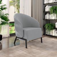 Kit 2 Poltronas Decorativa Sala De Estar Kenya Pés Em Ferro Veludo Preto/cinza G33 - Gran Belo - 6