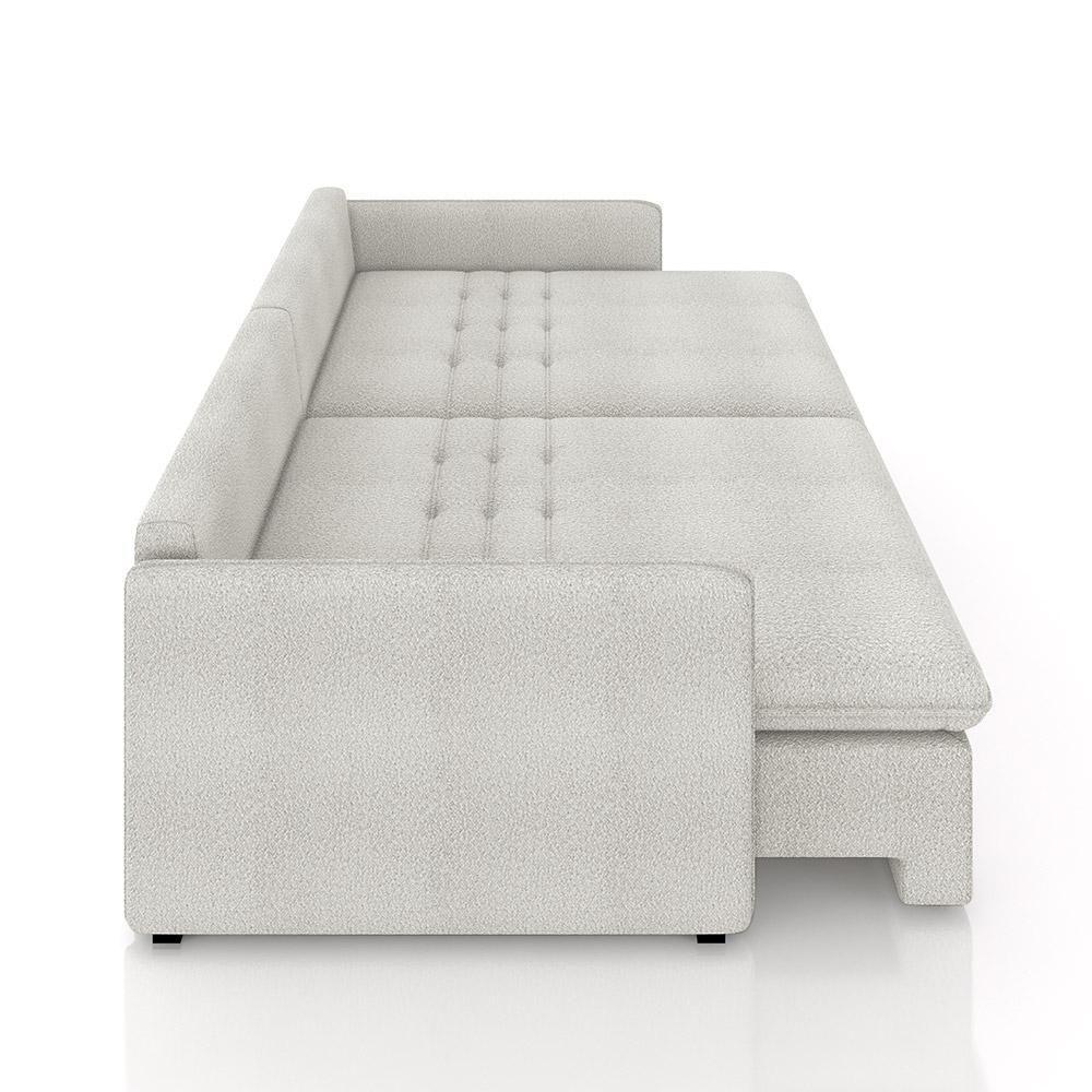 Sofá Reclinável E Retrátil Gandalf Bipartido 234cm Caixa Zero Com Almofadas Bouclê Cinza G33 - Gran - 2