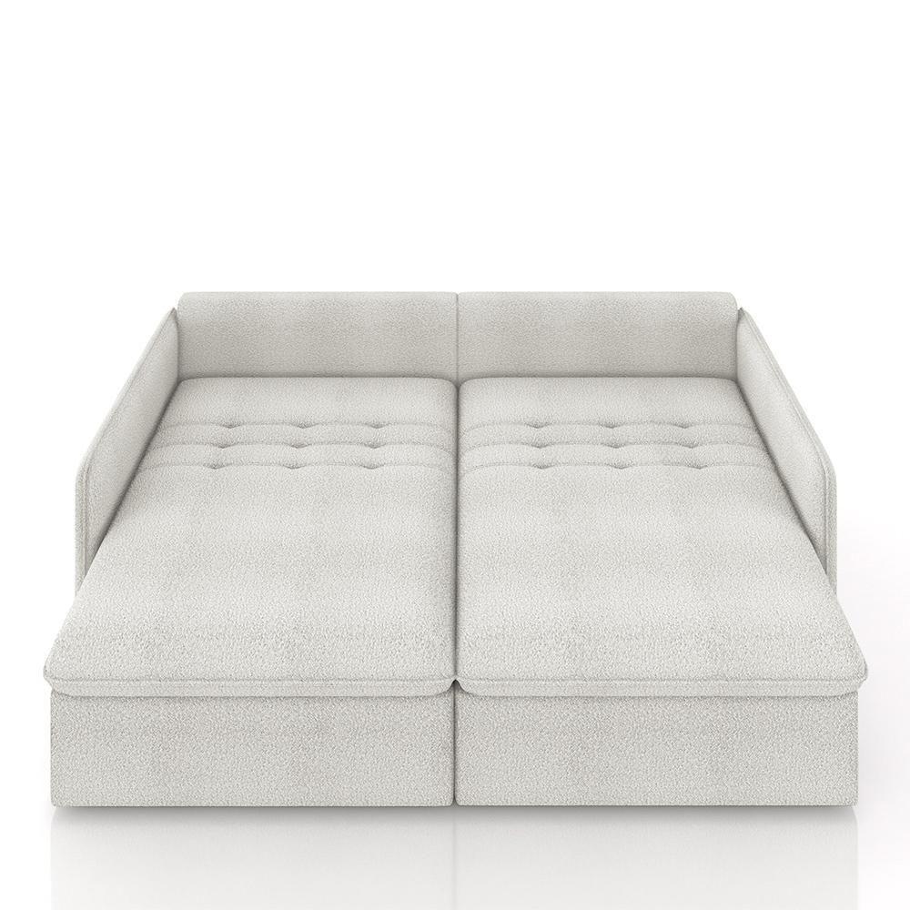 Sofá Reclinável E Retrátil Gandalf Bipartido 234cm Caixa Zero Com Almofadas Bouclê Cinza G33 - Gran - 4