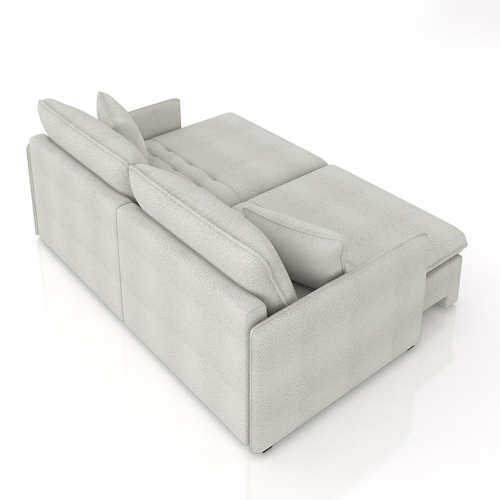 Sofá Reclinável E Retrátil Gandalf Bipartido 234cm Caixa Zero Com Almofadas Bouclê Cinza G33 - Gran - 5