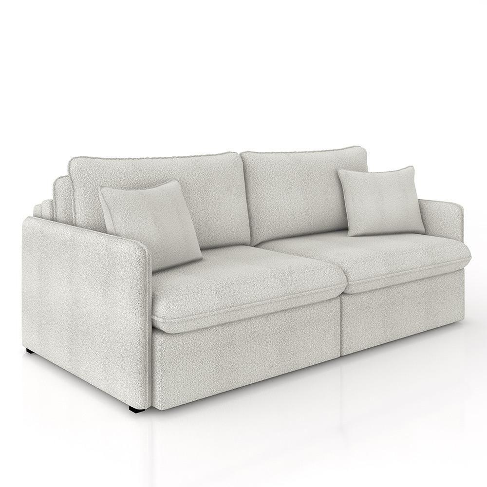 Sofá Reclinável E Retrátil Gandalf Bipartido 234cm Caixa Zero Com Almofadas Bouclê Cinza G33 - Gran - 7