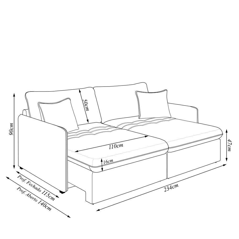Sofá Reclinável E Retrátil Gandalf Bipartido 234cm Caixa Zero Com Almofadas Bouclê Cinza G33 - Gran - 8