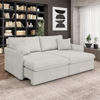 Sofá Reclinável E Retrátil Gandalf Bipartido 234cm Caixa Zero Com Almofadas Bouclê Cinza G33 - Gran - 1