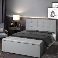 Kit Cabeceira E Calçadeira Baú Casal Queen 1,60m Roma Material Sintético Cinza Dal Poz Estofados - 4