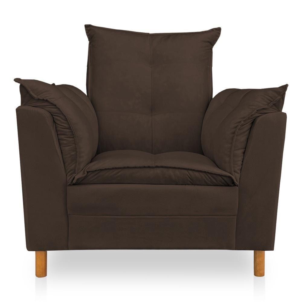 Kit Poltrona Amamentação Sara + Puff Veludo Marrom Dal Poz Estofados - 6