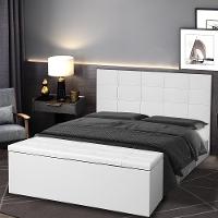 Kit Cabeceira E Calçadeira Baú Casal Queen 1,60m Roma Material Sintético Branco Dal Poz Estofados - 4
