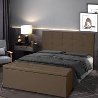 Kit Cabeceira E Calçadeira Baú Casal Queen 1,60m Roma Suede Marrom Dal Poz Estofados - 4