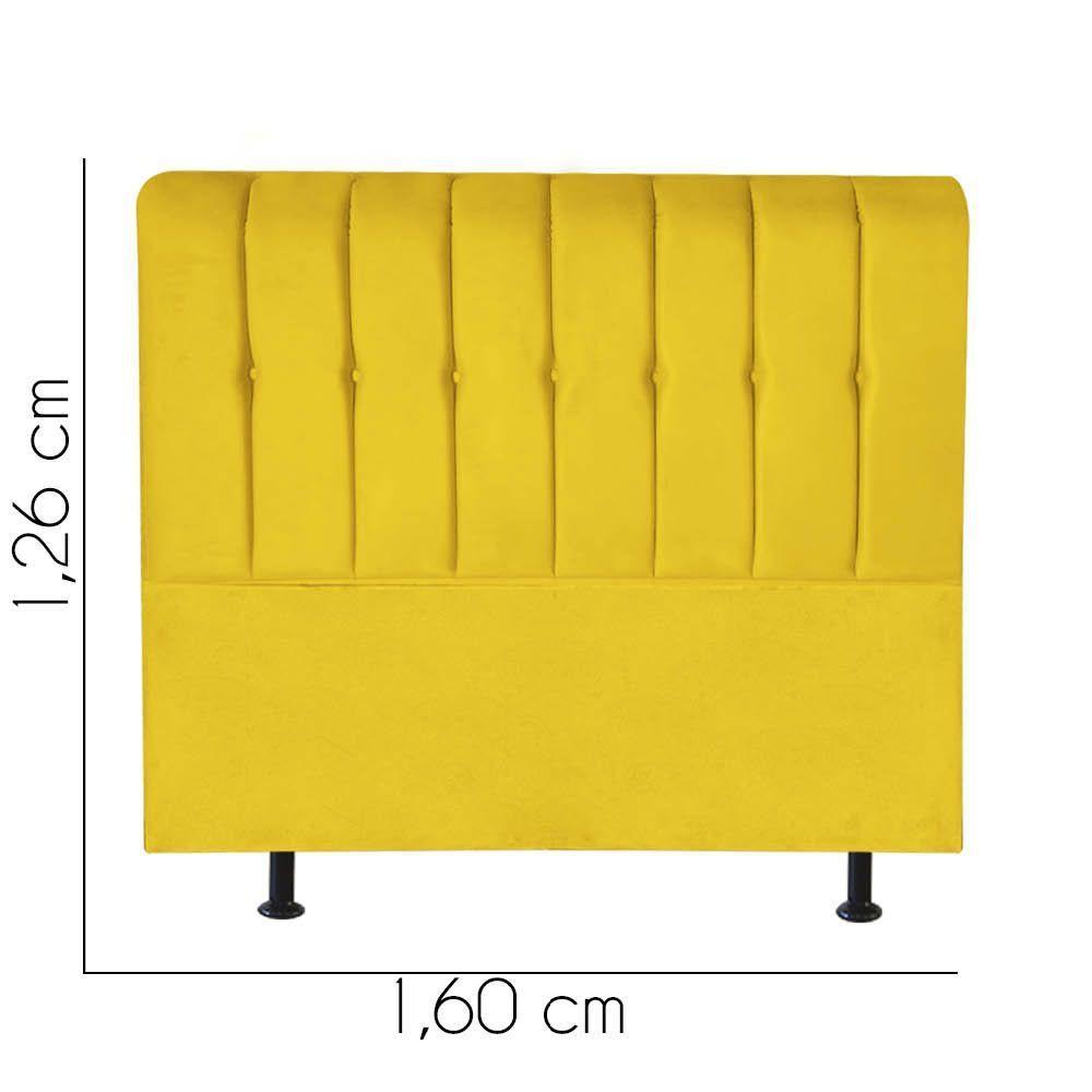 Cabeceira Estofada Kiara 160cm Queen Size Box Quarto Suede Amarelo - Gat Magazine - 2